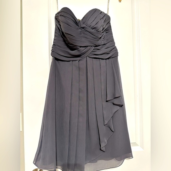 David’s Bridal Bridesmaid Gray Strapless Dress- worn once - Picture 1 of 4